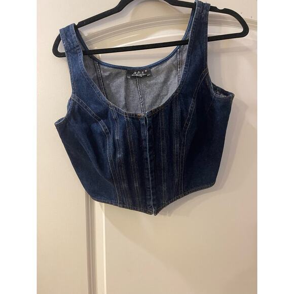 ABS denim vest, hook, and eye closure in the front  size 12 - Picture 1 of 3